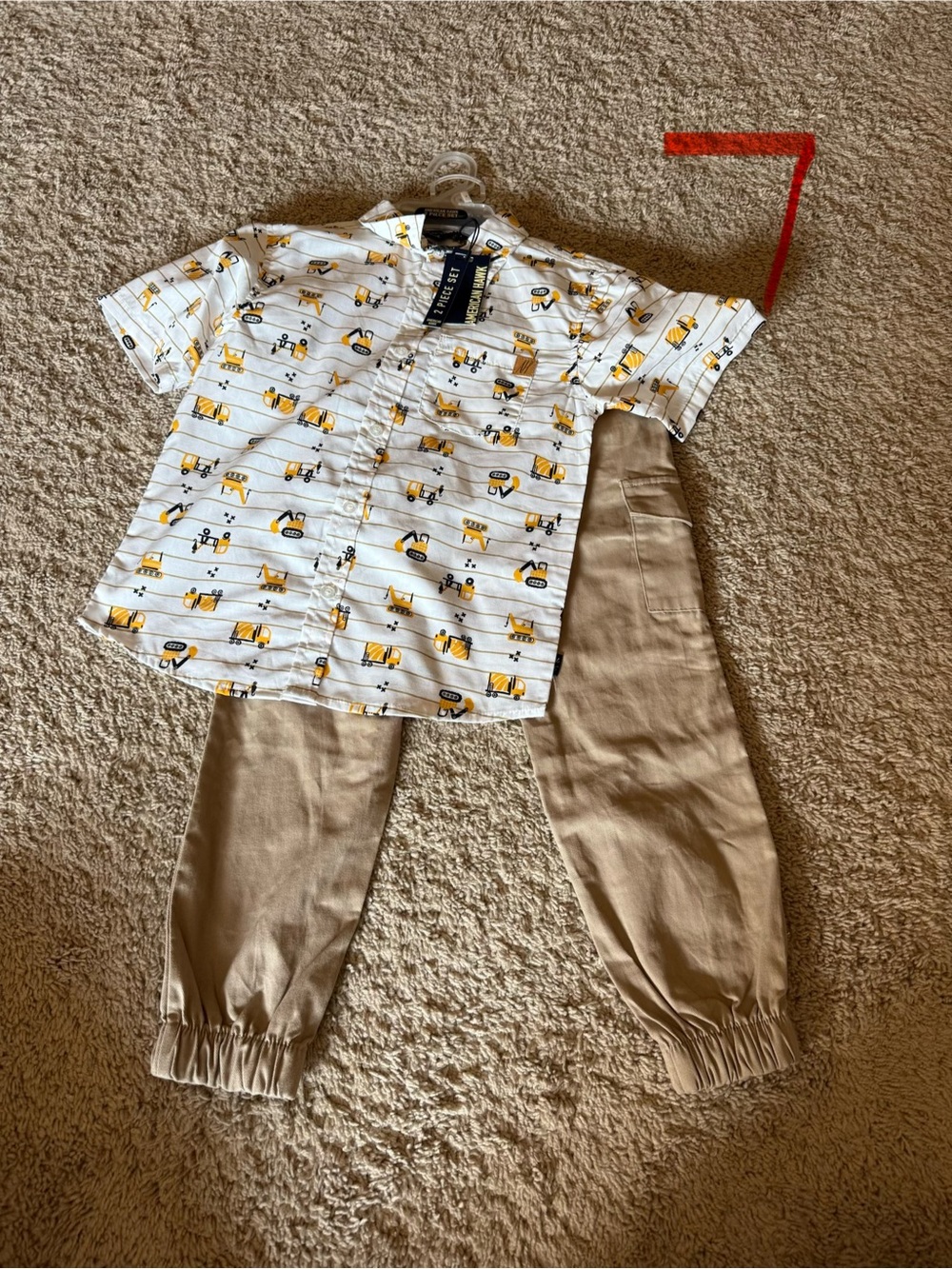 The Children's Place White & Yellow Construction Short Sleeve Pajama Set